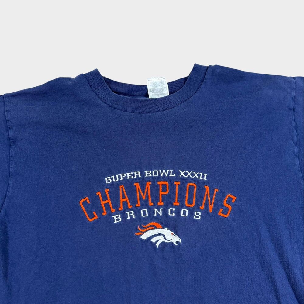 Vintage 90s Denver Broncos Super Bowl XXXII Champions T Shirt Fruit of the Loom - Picture 7 of 9